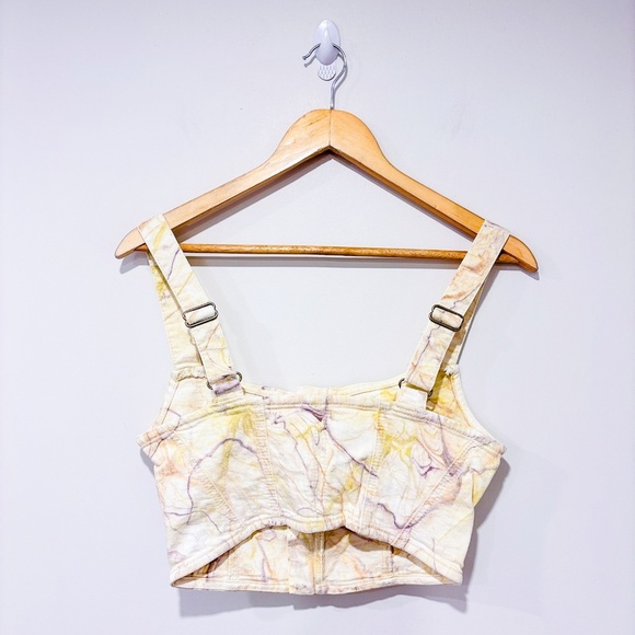 GUESS – Beige & purple marble denim crop top | Zip-front | Size S * - Picture 10 of 10